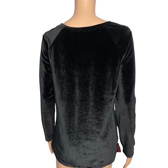 Sundance Enchantress New Velvet Long sleeve boho Top sz S embroidered black red - Picture 4 of 7
